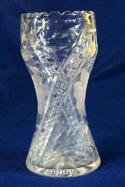Antique American Brilliant Cut Crystal Leaded Glass Flowered 6 Vase 100+ Years