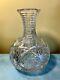 Antique American Brilliant Cut Glass Carafe Decanter Vase Step Cut Neck