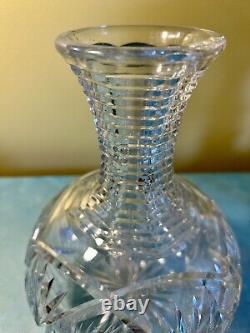 Antique American Brilliant Cut Glass Carafe Decanter Vase Step Cut Neck