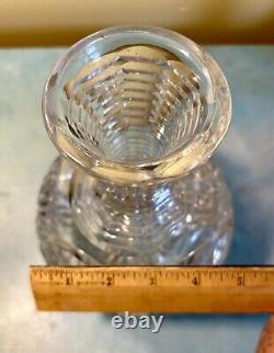 Antique American Brilliant Cut Glass Carafe Decanter Vase Step Cut Neck