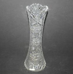 Antique American Brilliant Cut Glass Tall Vase Libbey Signed