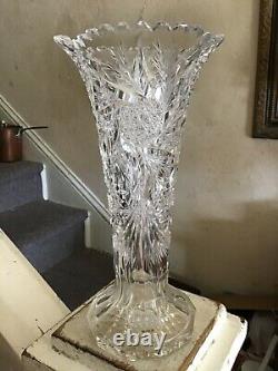 Antique American Brilliant Cut Glass Vase 10 Gorgeous