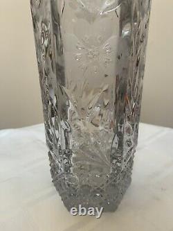 Antique American Brilliant Period ABP Heavy Cut Glass Cylinder Square Vase 12