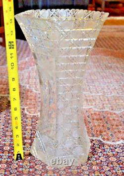 Antique American Brilliant Period Cut 14.5'' Glass Vase