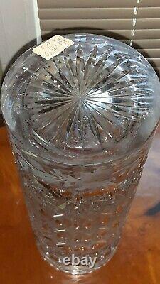 Antique American Brilliant cut crystal signed Tuthill cut glass Vase 10t
