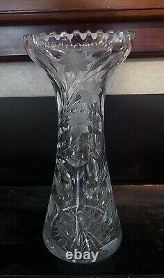 Antique American Crystal Cut Glass Vase 12