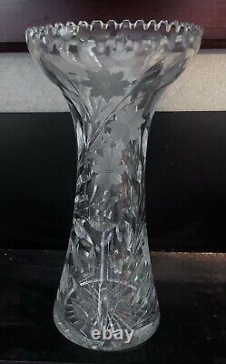 Antique American Crystal Cut Glass Vase 12