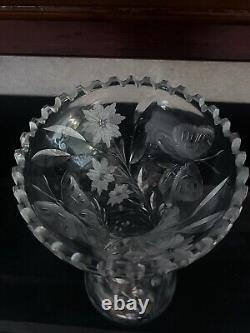 Antique American Crystal Cut Glass Vase 12