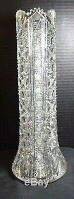 Antique American Cut Crystal Glass Tall Vase