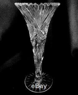 Antique Beautiful RARE American Brilliant Period (ABP) Cut Glass Trumpet Vase