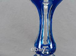 Antique Bohemian Beidermeier Cobalt Cut to Clear Moorish Arch & Stars Glass Vase