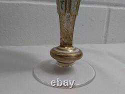 Antique Bohemian Cut Glass Vase Overlay Gilded Panels Enamelled circa 1865