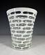 Antique Bohemian Cut Overlay Glass Vase White Cut To Clear Thousand Eyes Style