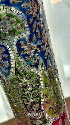 Antique Bohemian Diamond Cut& Etched Vase, Jodhpur Design By Fritz Heckert