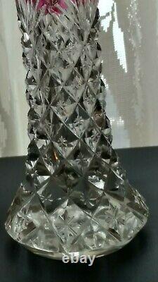 Antique Bohemian Diamond Cut& Etched Vase, Jodhpur Design By Fritz Heckert