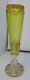 Antique Bohemian Moser Enameled Clear And Yellow Cut Glass Vase 10 1/4 Inch