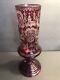 Antique Bohemian Glass Vase/ruby Red/cut Glass/rabbit/deer/bird/castle/c. 1920