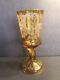 Antique Bohemian Glass Vase/goblet/yellowithetched/c. 1920/bird Flower Fox/crystal