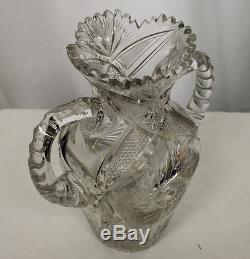 Antique Brilliant Cut Glass Large double handle Vase