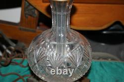 Antique Brilliant Cut Glass Vase Lamp Angel Cherub Metal Base Matthew Craig