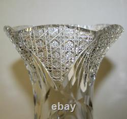 Antique Brilliant Period Cut Glass Vase Clark's Signed