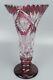 Antique Cranberry Cut To Clear Cut Glass Vase Val St. Lambert Vsl Ruby Red Gl