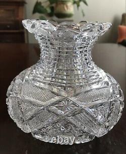 Antique Cut Crystal Vase American Brilliant Period 5.5