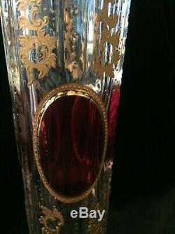 Antique Cut Crystal and Gold Gilt Moser / St Louis / Baccarat Style Vase c1900