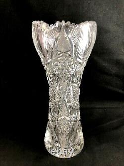 Antique Cut Glass ABP American Brilliant Period Finely Cut 10 Corset Vase