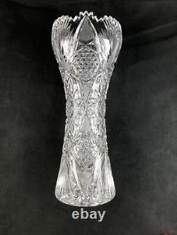 Antique Cut Glass ABP American Brilliant Period Finely Cut 10 Corset Vase