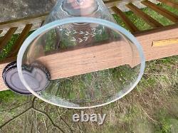 Antique Cut Glass Cloche Dome Display Bell on Wood Base 15 1/2 Tall
