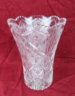 Antique Cut Glass Flower Table Vase 10 1/2