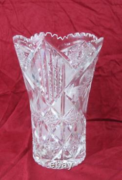 Antique Cut Glass Flower Table Vase 10 1/2