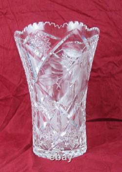 Antique Cut Glass Flower Table Vase 10 1/2