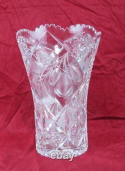 Antique Cut Glass Flower Table Vase 10 1/2