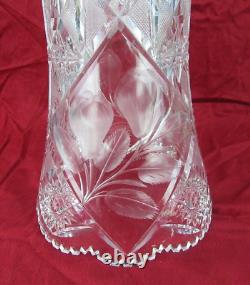 Antique Cut Glass Flower Table Vase 10 1/2