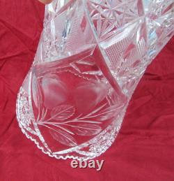 Antique Cut Glass Flower Table Vase 10 1/2