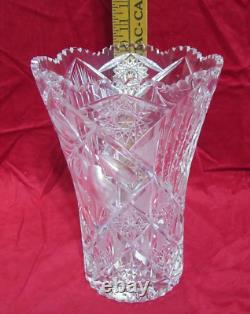 Antique Cut Glass Flower Table Vase 10 1/2