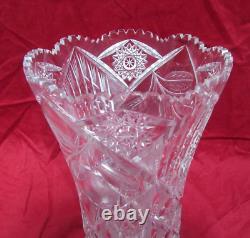 Antique Cut Glass Flower Table Vase 10 1/2