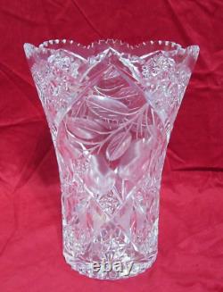 Antique Cut Glass Flower Table Vase 10 1/2