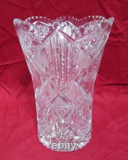 Antique Cut Glass Flower Table Vase 10 1/2