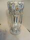 Antique, Cut To Clear Blue Decorated Glass Luster Vase Lamp