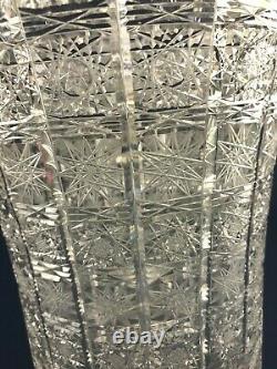 Antique Edwardian AMERICAN BRILLIANT clear cut crystal vase 1900 1910