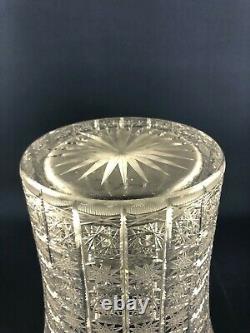 Antique Edwardian AMERICAN BRILLIANT clear cut crystal vase 1900 1910