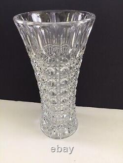 Antique English 9 Cut Glass Vase, Sterling Flared Rim, c. 1898. 2lbs 15ozs