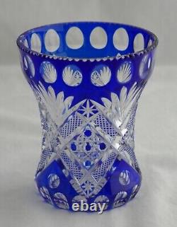Antique European Crystal Brilliant Period Cobalt Blue Cut Glass Small Vase 4.5