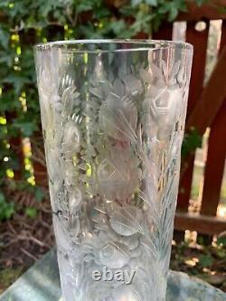 Antique Exeptional Moser Crystal Deep Cut Glass 12 Inch Vase