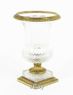 Antique French Cut Crystal Glass & Ormolu Mounted Vase c. 1890