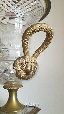 Antique French Cut Crystal & Ormolu Bronze Huge Baccarat Vase