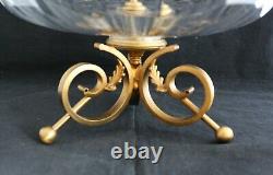 Antique French Cut Glass Crystal Brass Mounted Epergne Centerpiece vase bowl